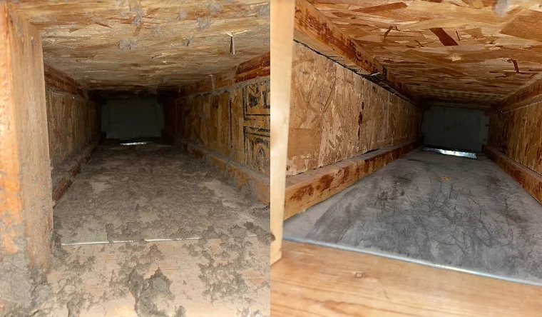 Before and after comparison of air duct cleaning by Keep It Clean.